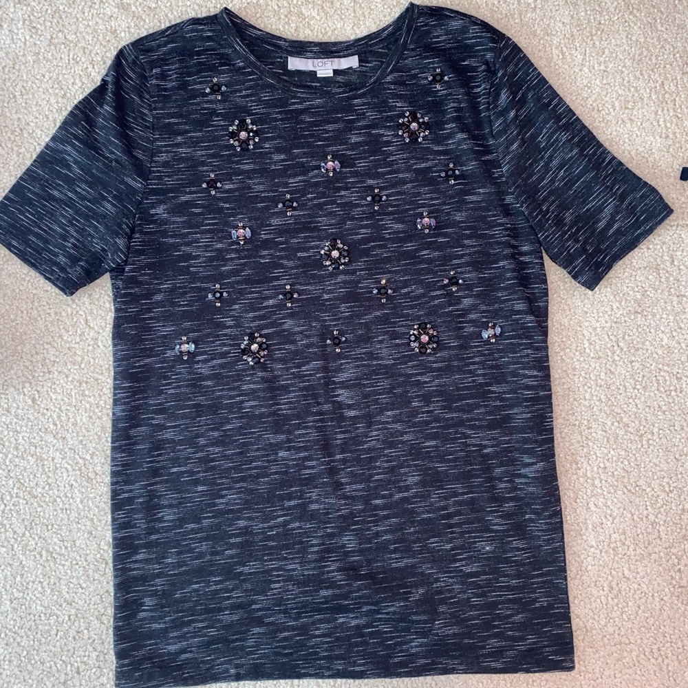 Loft Dark Gray w/ Bead Design Top